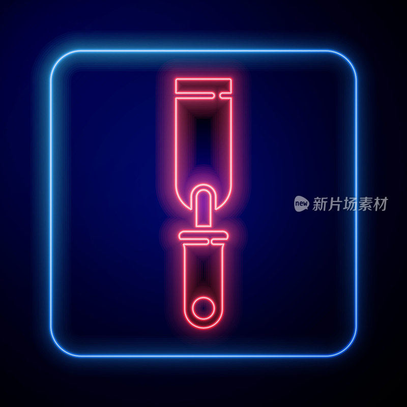Glowing neon Rasp metal file icon isolated on blue background. Rasp for working with wood and metal. Tool for workbench, workshop. Vector Illustration